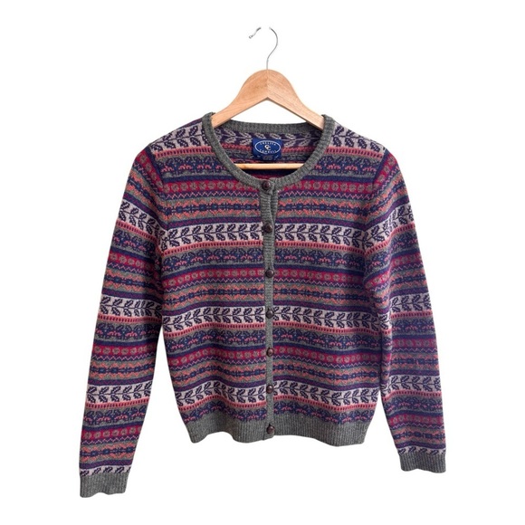 Chelsea Cambell for Charter Club Fairisle Stripe Crew Neck Cardigan Women Size S - Picture 1 of 12